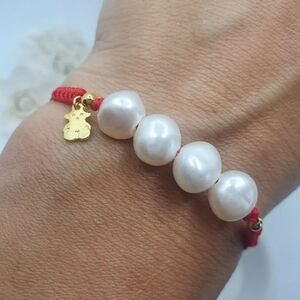 Tous Bear and Pearls Red Cord Bracelet